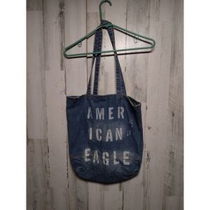 American Eagle Jean Bag Tote shoulder bag distressing Denim Logo